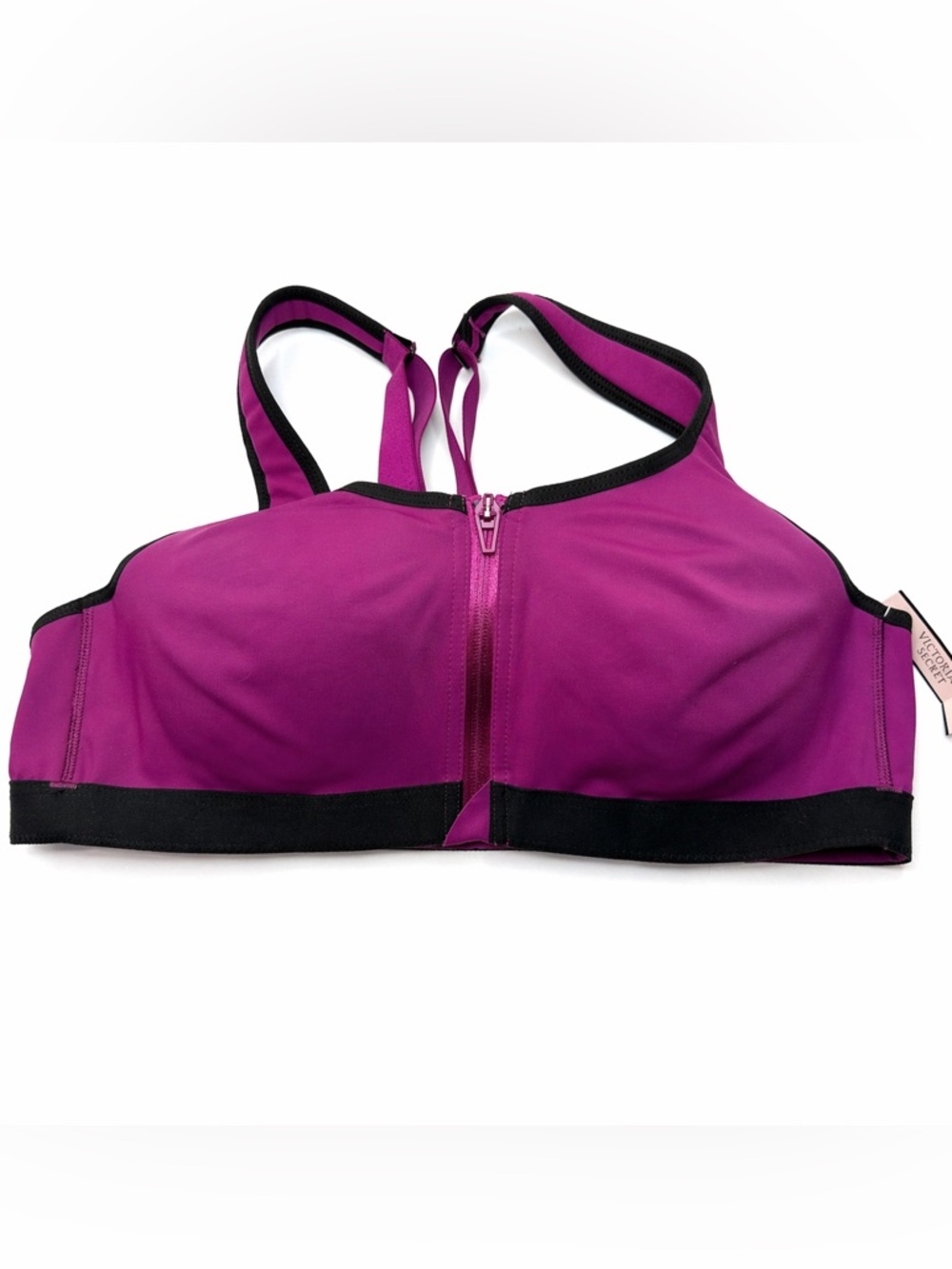 Victoria Secret Sport gym Bra 36C Front Zip Racerback Purple NWT
